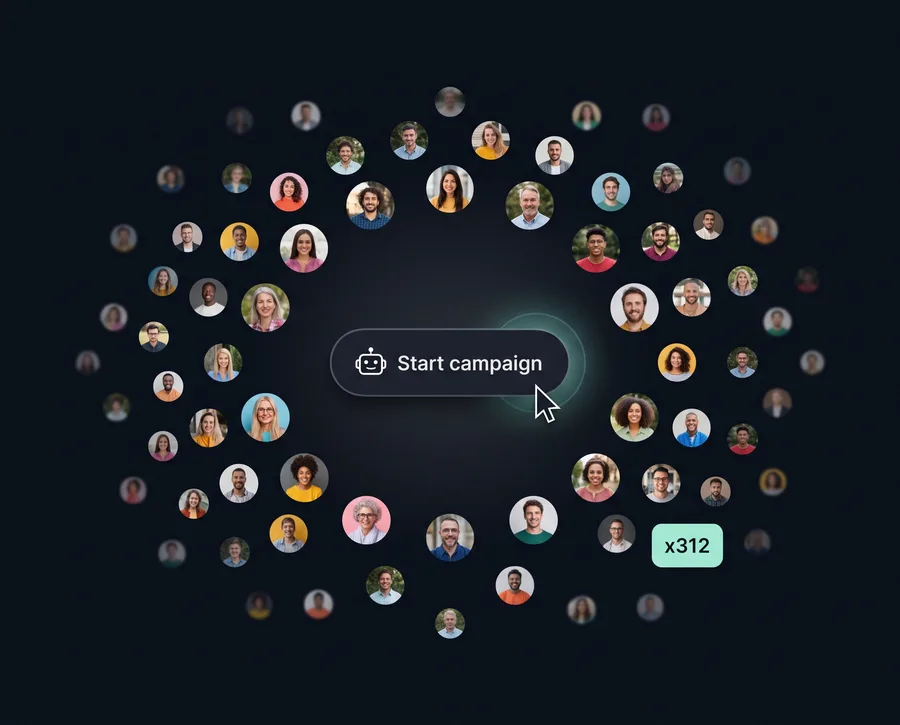 One click starts the campaign to 312 creators at once